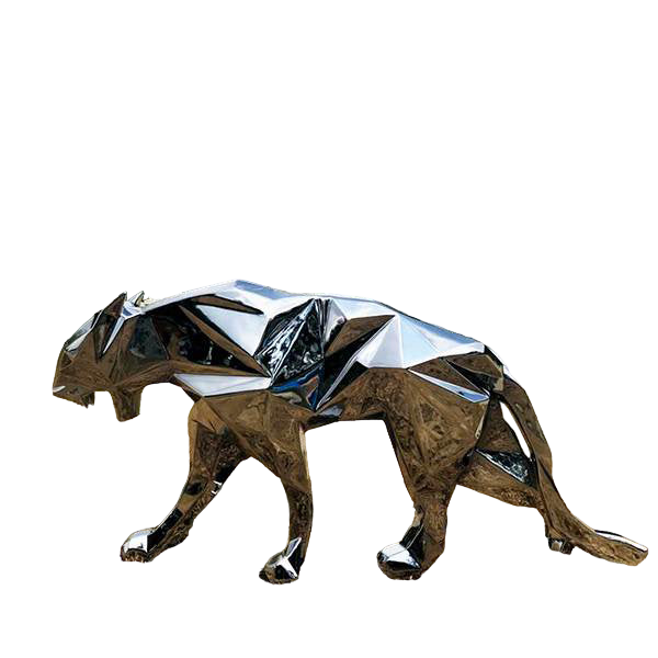 Large Polished Stainless Steel Garden Sculpture Metal Geometry Panther Decor Model # MSC1261