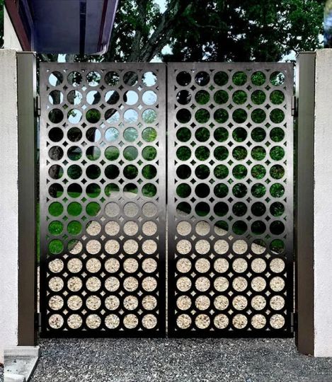 Laser Cut Artistic Circle Design Iron Back Yard Gate | Custom Fabrication Metal Garden Gate | Made in Canada | Model # 829-Taimco