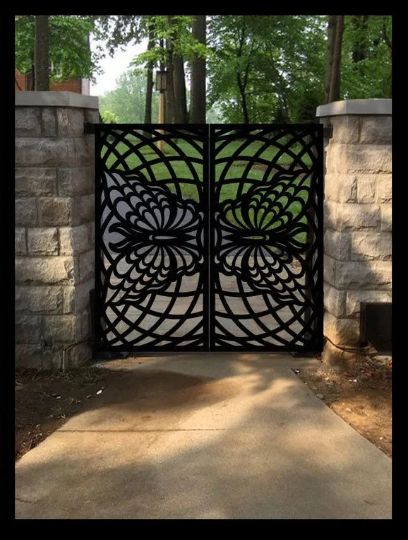 Laser Cut Artistic Doodle Design Iron Yard Gate |Modern Fabrication Metal Garden Gate | Made in Canada – Model # 772-Taimco