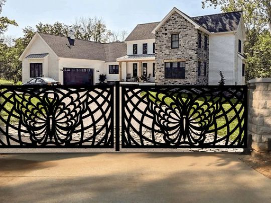 Laser Cut Artistic Doodle Design Iron Yard Gate |Modern Fabrication Metal Garden Gate | Made in Canada – Model # 772-Taimco