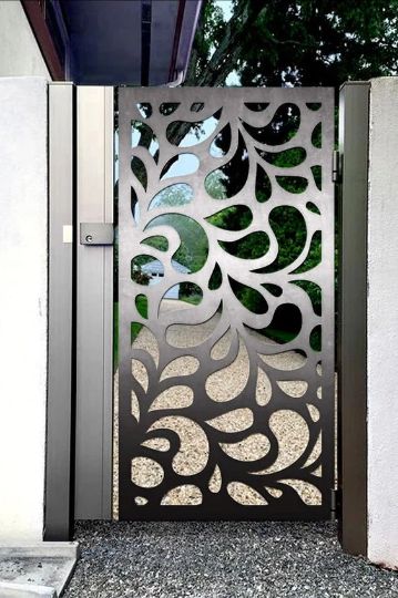 Laser Cut Artistic Doodle Design Wrought Iron Garden Gate| Modern Fabrication Metal Back Yard Gate | Made in Canada – Model # 801-Taimco