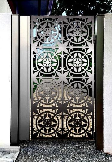 Laser Cut Artistic Floral Design Metal Garden Gate| Modern Fabrication Metal Yard Gate | Made in Canada – Model # 727-Taimco
