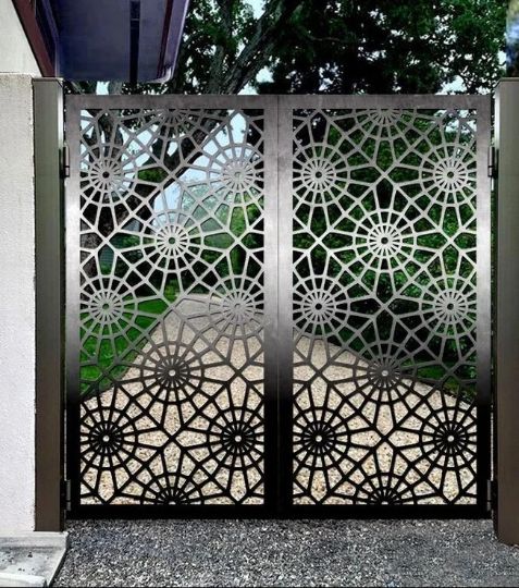 Laser Cut Artistic Flower Design Metal Garden Gate | Custom Fabrication Metal Yard Gate | Made in Canada – Model # 830-Taimco