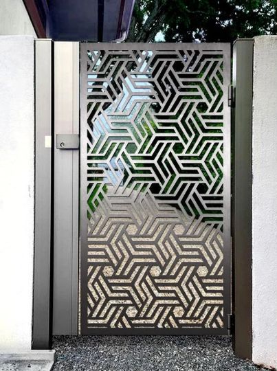 Laser Cut Artistic Geometric Design Metal Yard Gate| Modern Fabrication Metal Garden Gate | Made in Canada – Model # 810-Taimco