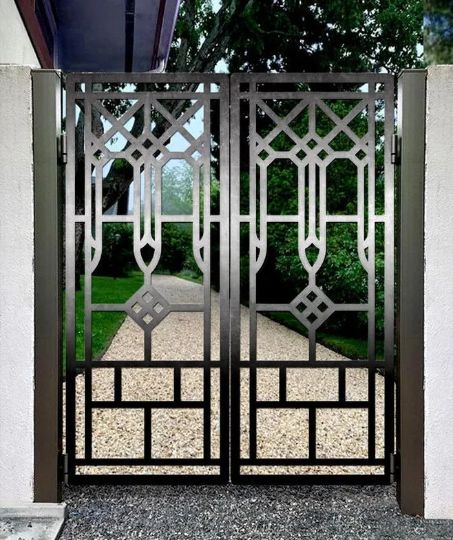 Laser Cut Artistic Geometrical Design Metal Garden Gate | Modern Fabrication Metal Pool Gate| Made in Canada – Model # 763-Taimco