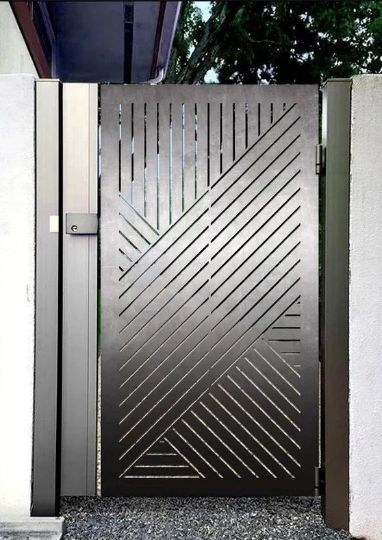 Laser Cut Artistic Linear Zig Zag Design Metal Gate| Custom Fabrication Metal Pool Gate| Made in Canada – Model # 832-Taimco