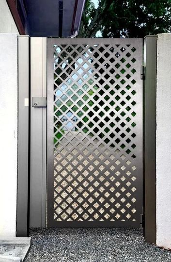 Laser Cut Artistic Small Square Design Metal Yard Gate| Modern Fabrication Metal Garden Gate | Made in Canada – Model # 809-Taimco