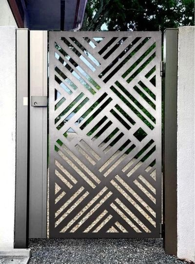 Laser Cut Artistic Zig Zag Line Design Metal Pool Gate| Modern Fabrication Metal Yard Gate | Made in Canada – Model # 814-Taimco