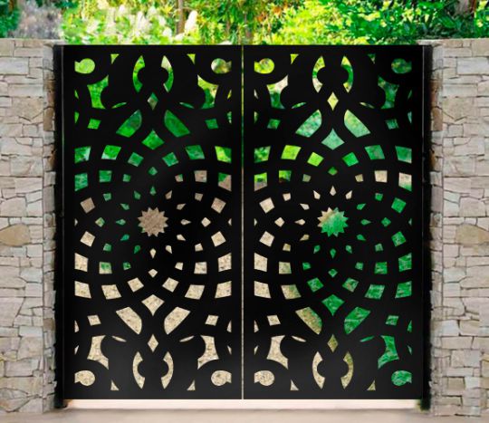 Laser Cut Unique Vector Graphic Design Metal Gate| Custom Fabrication Metal Pool Gate| Made in Canada– Model # 702-Taimco