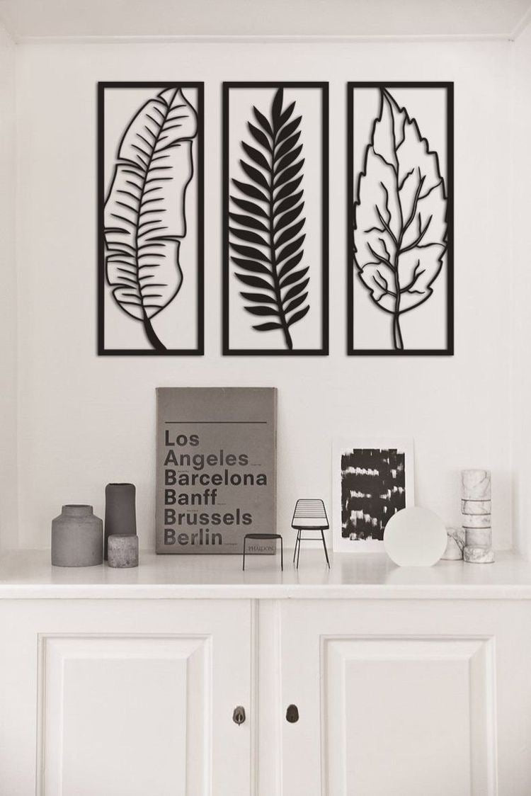 Leaf Metal Mural, Metal Wall Art - Leaf Silhouette Wall Sculpture | Laser Cut Art | Made in Canada - Model # WD905-Taimco