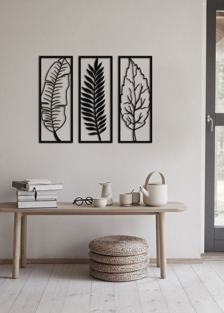 Leaf Metal Mural, Metal Wall Art - Leaf Silhouette Wall Sculpture | Laser Cut Art | Made in Canada - Model # WD905-Taimco
