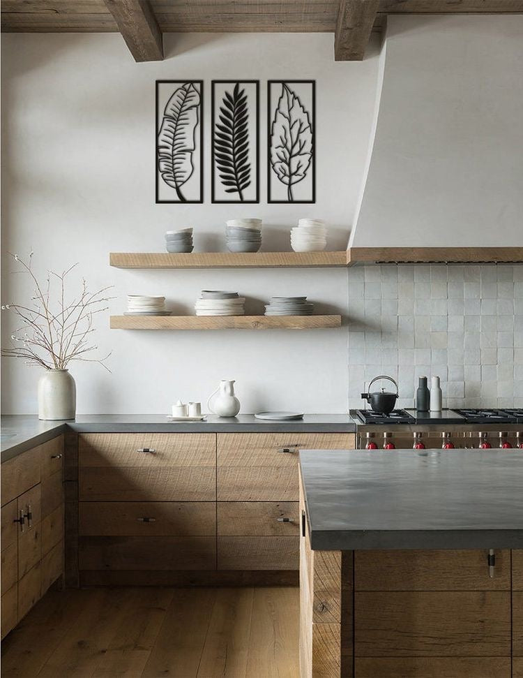 Leaf Metal Mural, Metal Wall Art - Leaf Silhouette Wall Sculpture | Laser Cut Art | Made in Canada - Model # WD905-Taimco