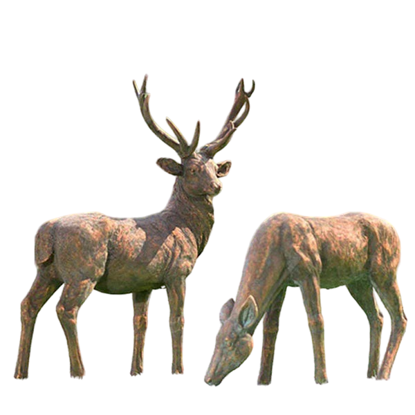 Life-Size Bronze Elk and Deer Statue Garden Decor Model # MSC1244