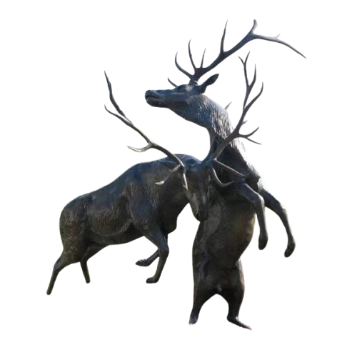 Life Size Bronze Fighting Elk Statue Street Decor Model # MSC1277