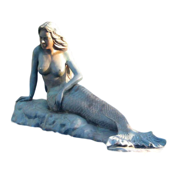 Life Size Bronze Nude Mermaid Statue Lysing on a Rock Model # MSC1275