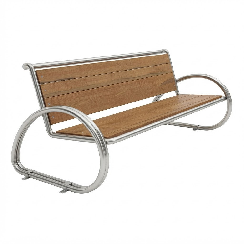 Steel Tube Frame Bench with Hardwood Slat Seat | Model MB2082