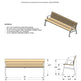 Metal Bench with Wood Top and Back | Model MB205-Taimco