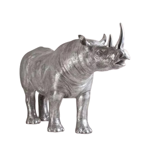 Metal Rhino Sculpture Modern Cast Aluminum Art Model # MSC1283
