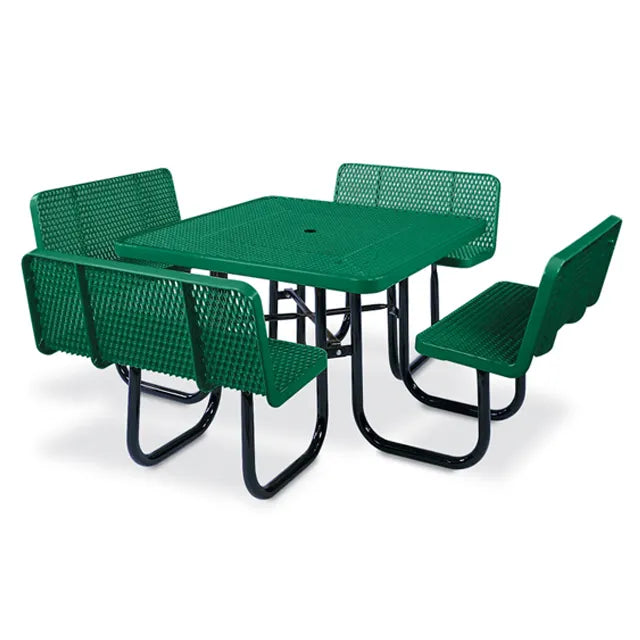 Metal Round Steel Picnic Slat Table and Seats - Model PT201-Taimco
