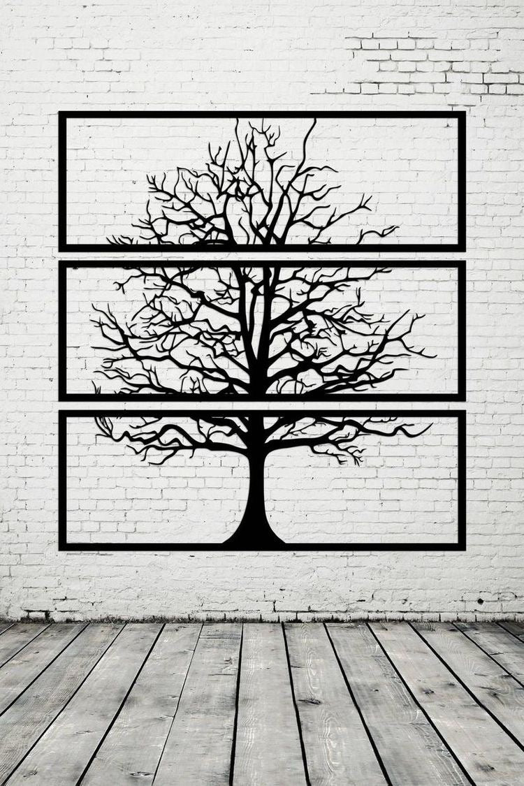 Metal Tree Wall Decor Set - 3 Piece | Laser Cut Art | Made in Canada - Model # WD906-Taimco