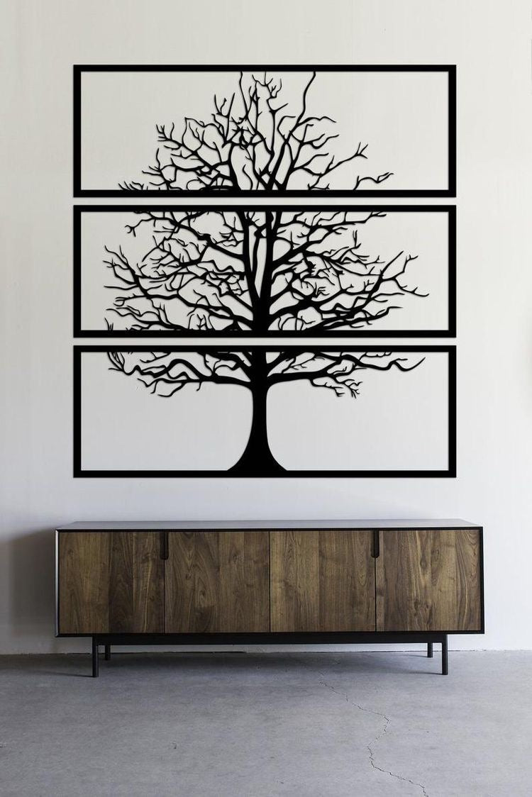 Metal Tree Wall Decor Set - 3 Piece | Laser Cut Art | Made in Canada - Model # WD906-Taimco