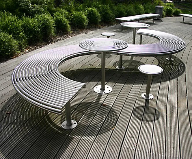Metal Waves Outdoor Bench | Model COLL1700-Taimco