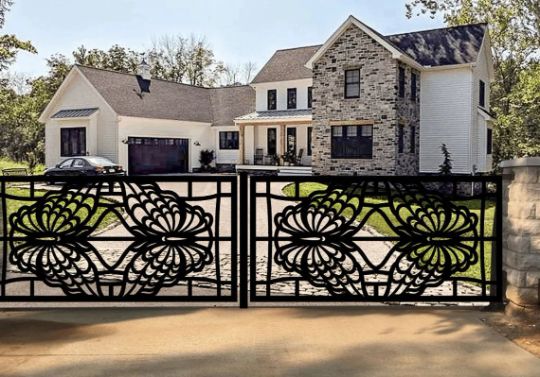 Modern 3D Laser Cut Artistic Doodle Design Iron Garden Gate | Custom Fabrication Metal Back Yard Gate | Made in Canada – Model # 774-Taimco