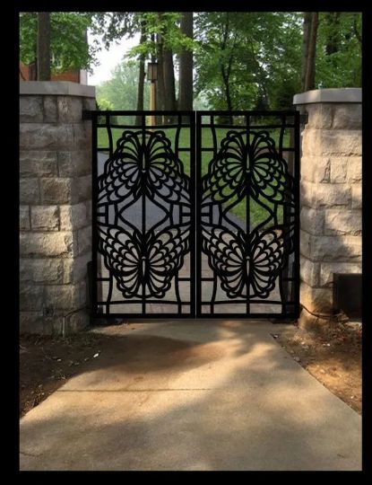 Modern 3D Laser Cut Artistic Doodle Design Iron Garden Gate | Custom Fabrication Metal Back Yard Gate | Made in Canada – Model # 774-Taimco