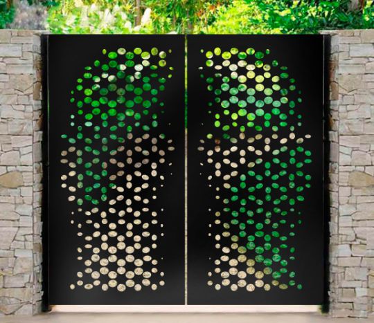 Modern Laser Cut Abstract Design Metal Pool Gate | Modern Fabrication Wrought Iron Floral Cut Garden Gate | Made in Canada– Model # 254-Taimco