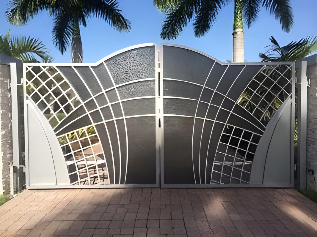 Modern Metal Art Driveway Gate | Sturdy Steel Construction Heavy Duty Entrance Gate | Made in Canada – Model # 091-Taimco