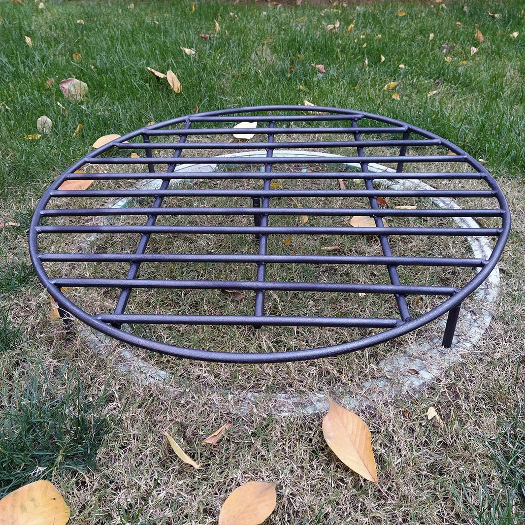 Modern Solid Black Heavy Duty Round BBQ Grill Grate | Adjustable Legs BBQ Grill Grate for Outdoor Fire Pits | Made in Canada– Model # BBQ421-Taimco