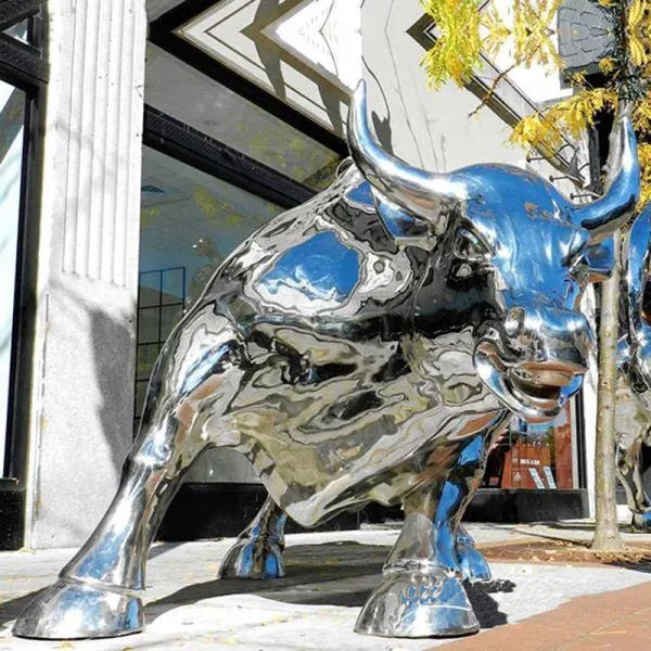 Modern Stainless Steel Wall Street Bull Sculpture Model # MSC1286-Taimco
