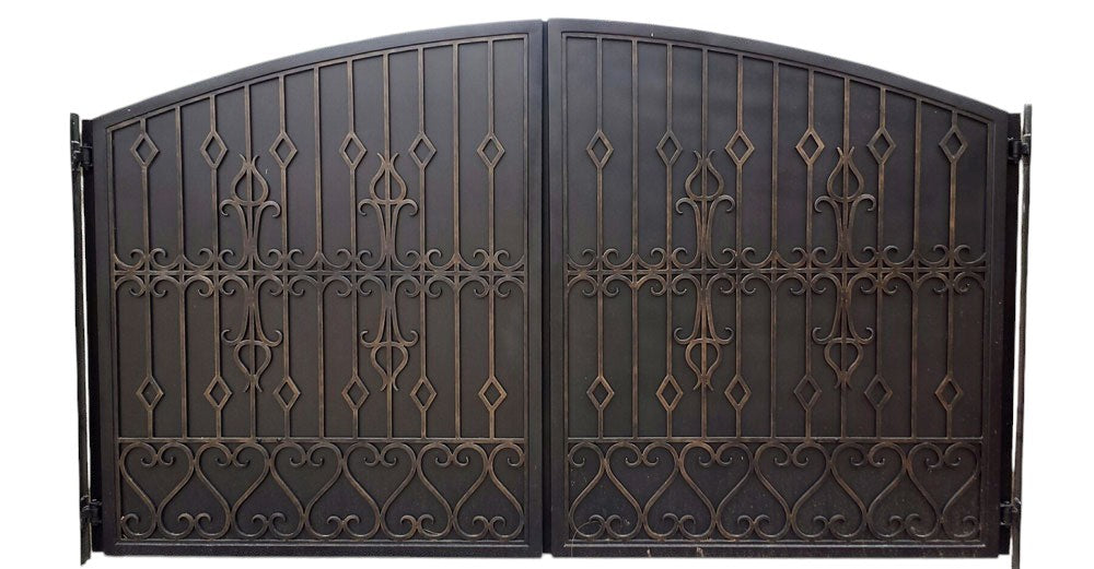 Modern Vintage Aesthetic Crisscross Pattern Metal Back Yard Gate | Custom Fabrication Wrought Iron Metal Gate| Made in Canada – Model # 247