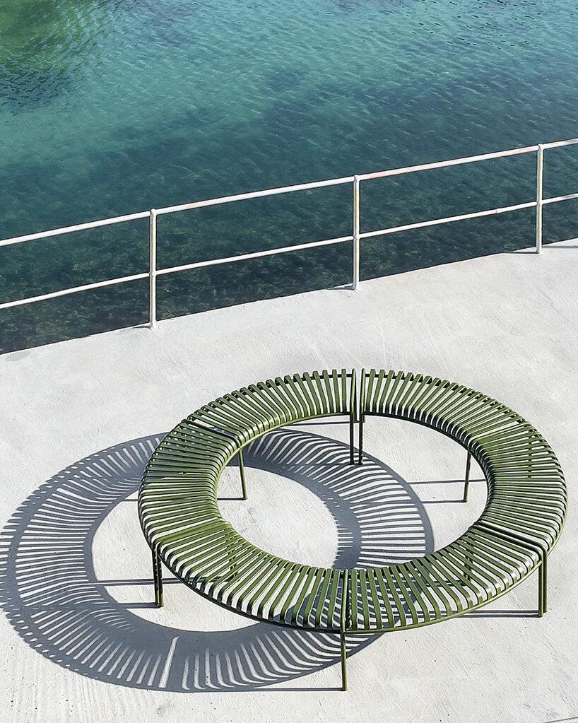 Palissade Modular Circular Outdoor Metal Bench Without Back | Model COLL1704 ( Set of 4 )-Taimco