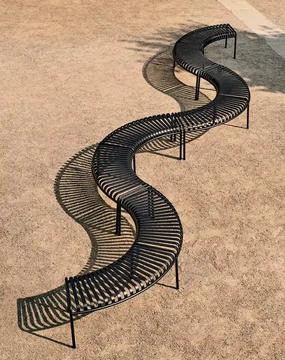 Palissade Modular Circular Outdoor Metal Bench Without Back | Model COLL1704 ( Set of 4 )-Taimco