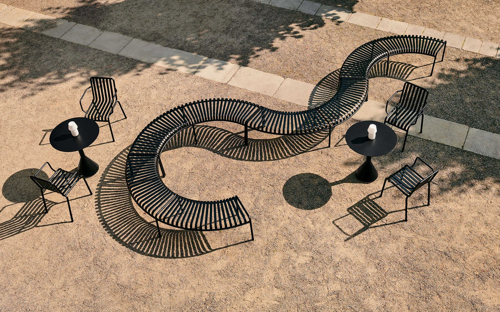 Palissade Modular Circular Outdoor Metal Bench Without Back | Model COLL1704 ( Set of 4 )-Taimco
