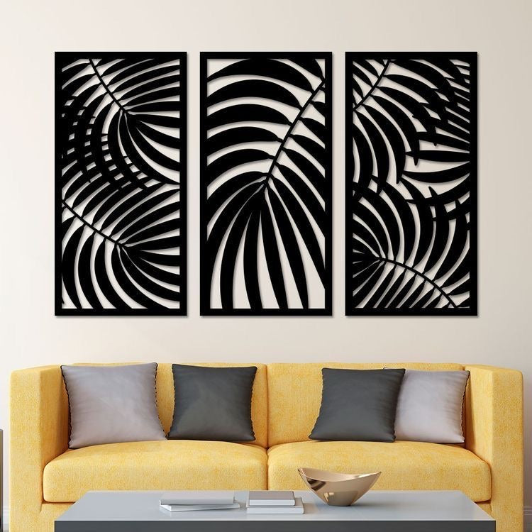 Palm Leaf Wall Panels - 3 Pieces Wall Art - Palm leaf Wall decor - Tree Wall Art - Wall Decor Panels| Laser Cut Art | Made in Canada - Model # WD907-Taimco