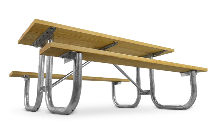 Picnic Table Galvanized Fame wood top 6 Feet Long | Model PT183-Taimco