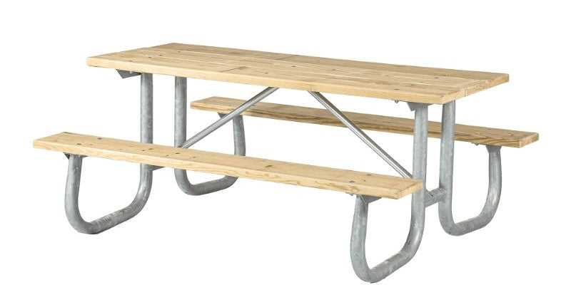 Picnic Table Galvanized Fame wood top 6 Feet Long | Model PT183-Taimco