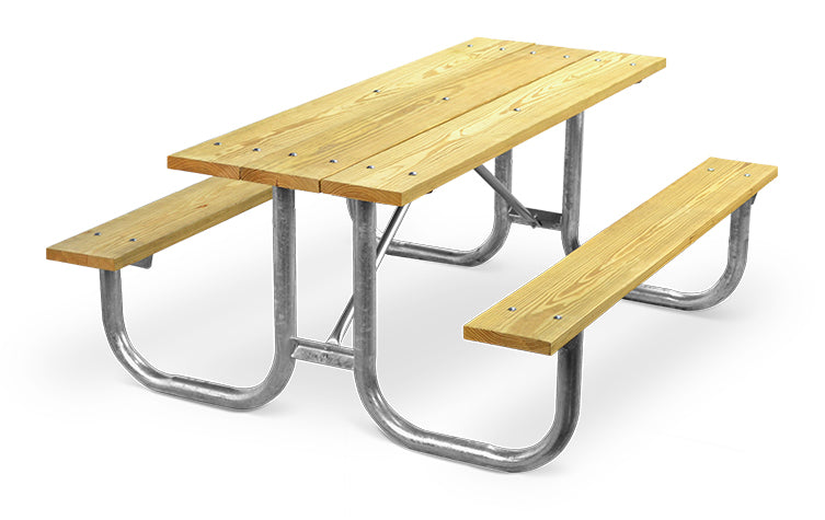 Picnic Table Galvanized Fame wood top 6 Feet Long | Model PT183-Taimco