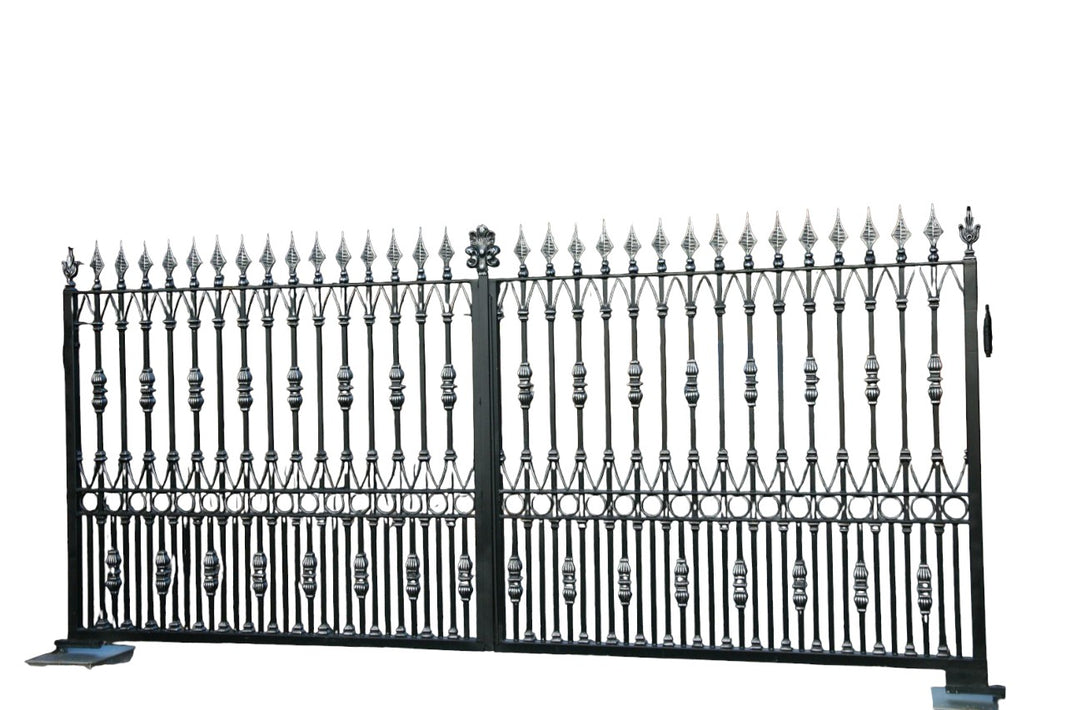 Radleigh Wrought iron gates – Dual Swing Driveway Gate | Classic Fence Design Entry Gate | Rectangular Shape | Made in Canada – Model # 185