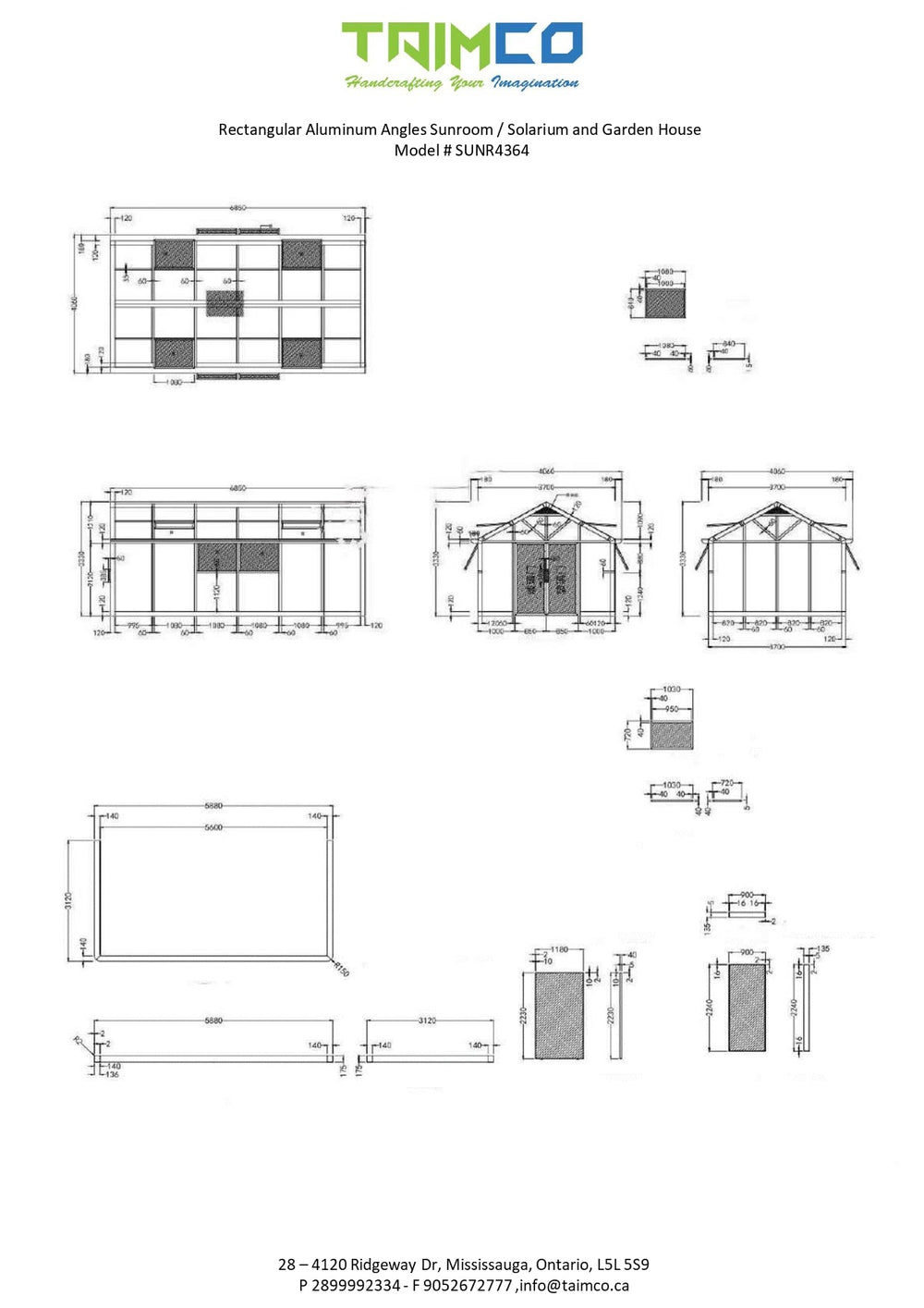 Rectangular Aluminum Solarium Garden House – Model # SUNR4364-Taimco
