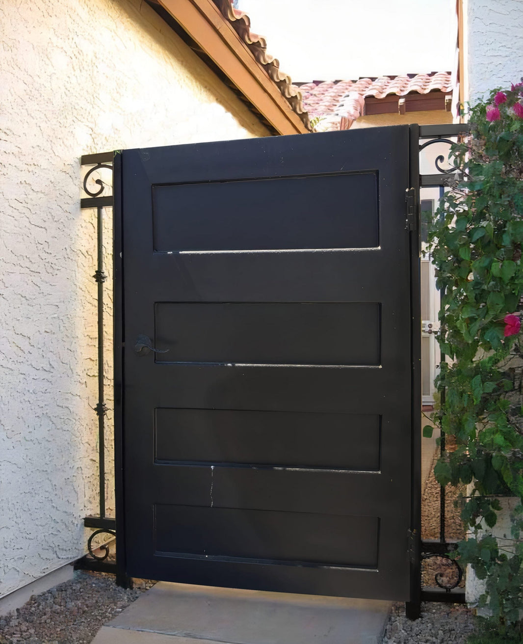 Rectangular Design Solid Metal Garden Gate | Custom Fabrication Iron Pool Gate | Made in Canada – Model # 345-Taimco