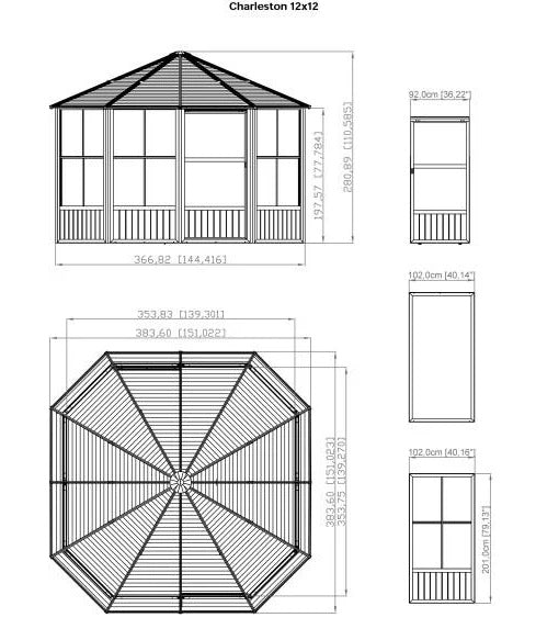 Rectangular Sunroom Solarium House - Garden House – Model # SUNR4350-Taimco