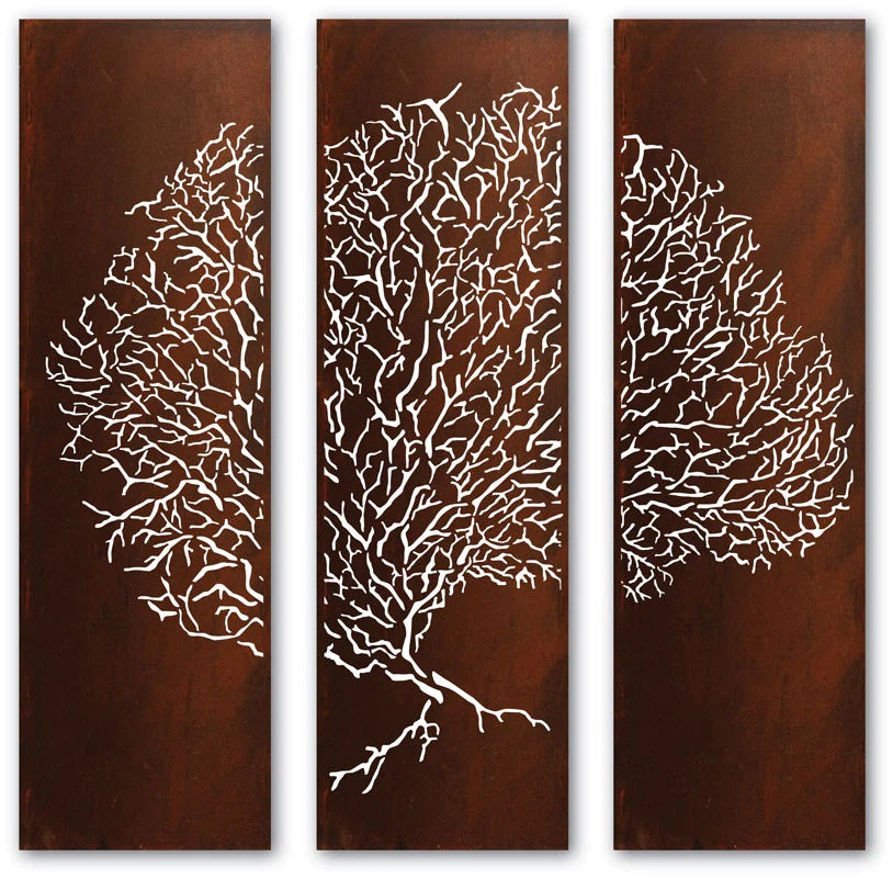 Sea Fan Triptych Laser Cut Design | Wall Decore Panels | Metal Art Accent - Model # WD920-Taimco