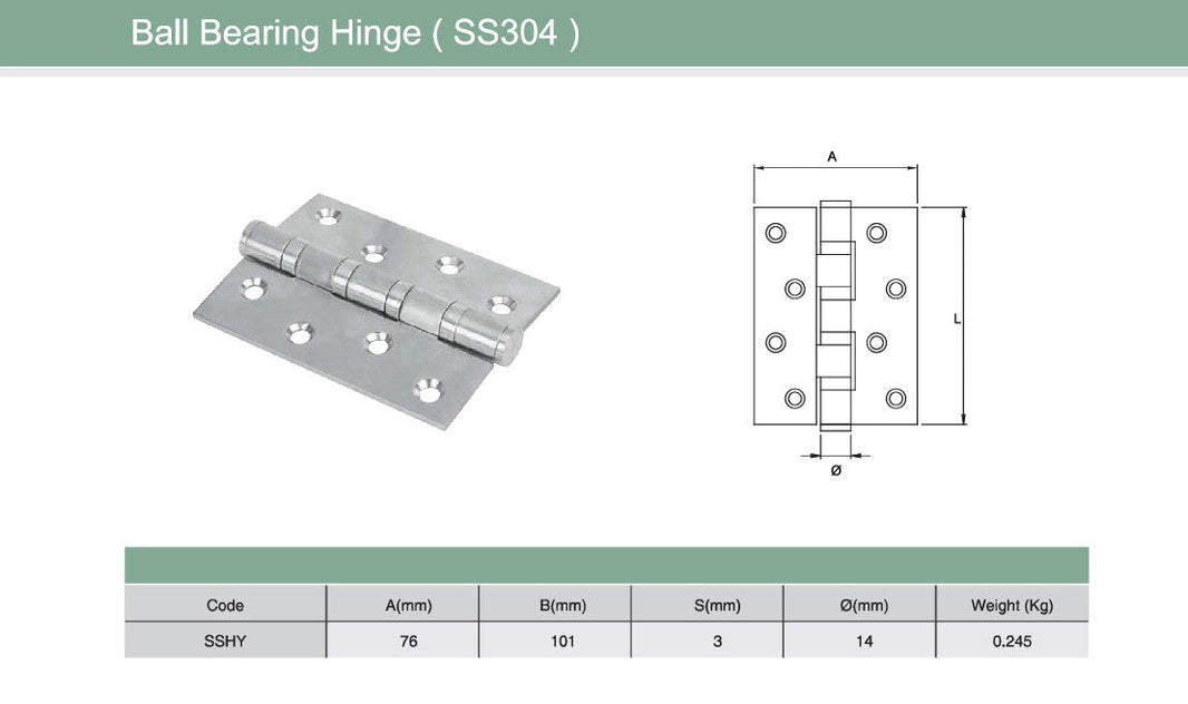 Self Closing Butterfly Pivot Stainless Steel door hinge | Model # SSHY ( Pack of 500 )-Taimco