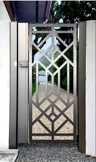 Simplistic Laser Cut Artistic Hexagonal Design Metal Garden Gate | Custom Fabrication Metal Pool Gate| Made in Canada – Model # 764-Taimco
