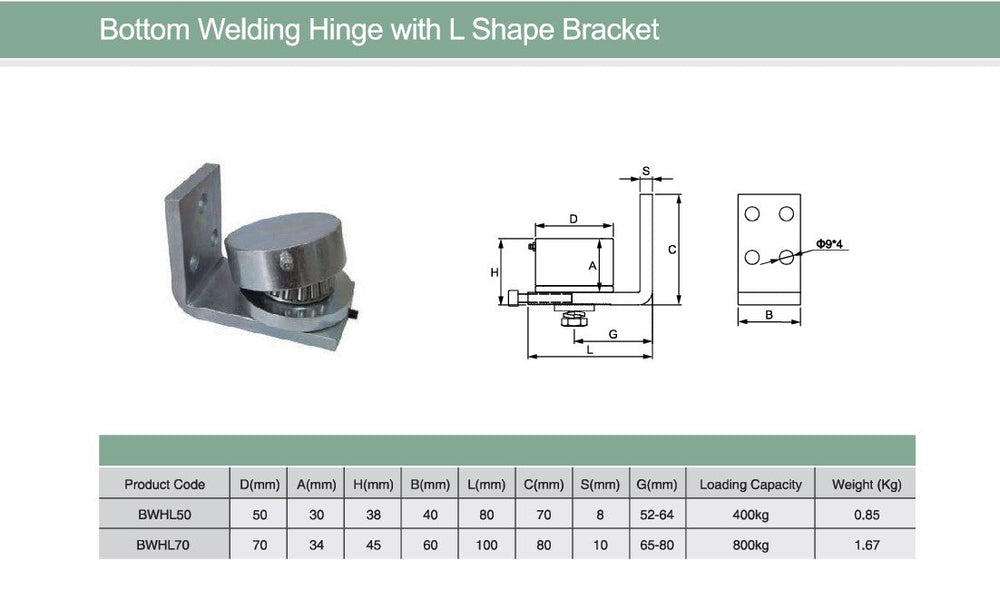 Single Ball bearing Hinge with Angle for Swing Door | Model # BWHL ( Pack of 100 )-Taimco