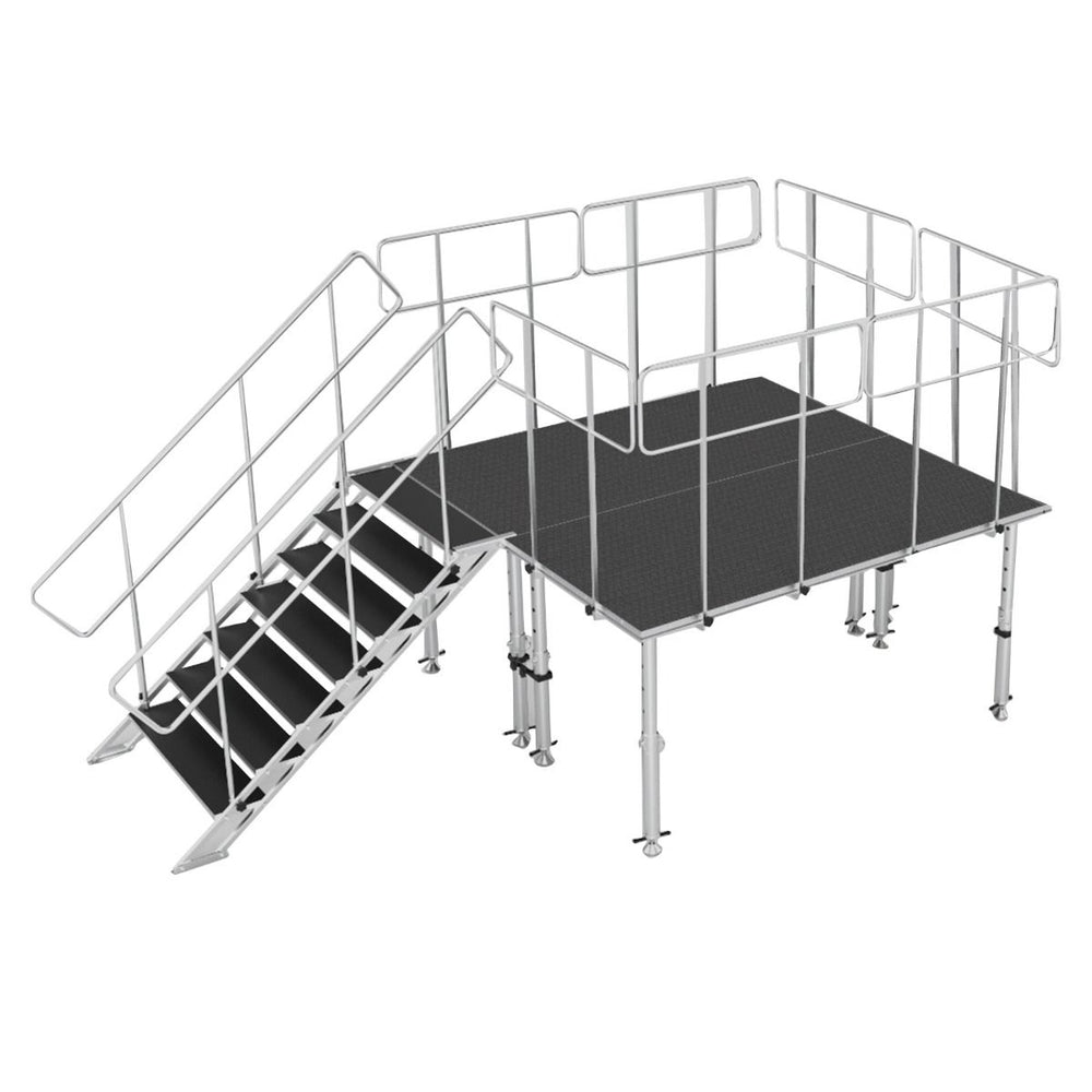 Social Distancing Area 8' X 8' with Stairs, Guardrails, and Adjustable Legs up to 48" Model STA3598X8-Taimco