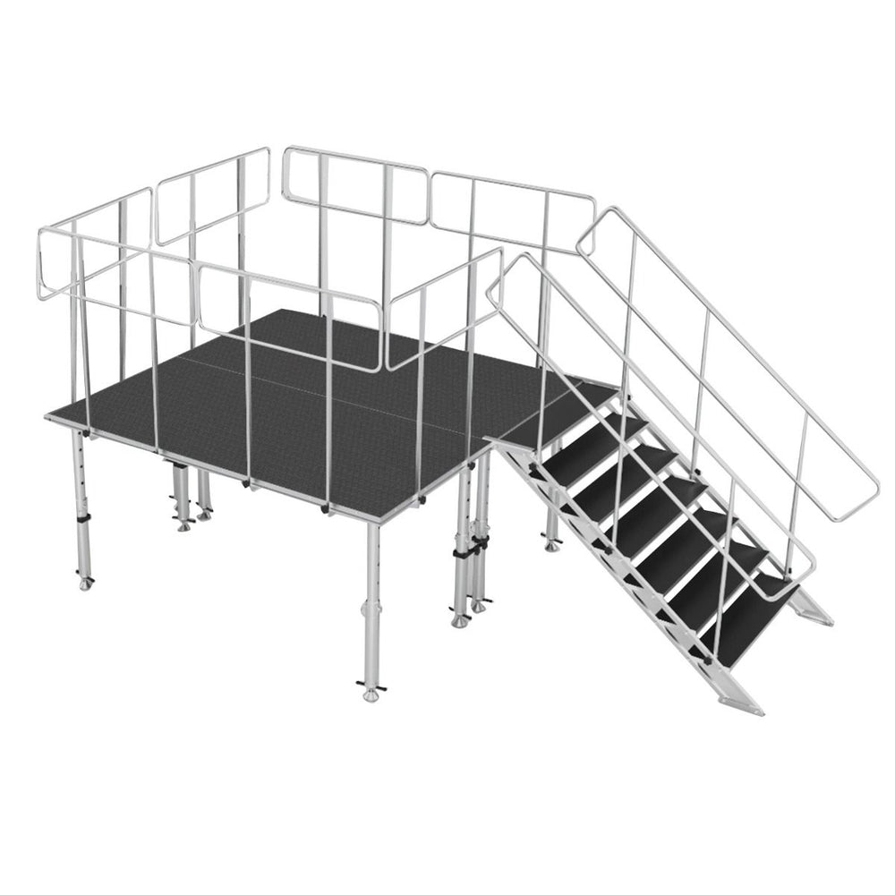 Social Distancing Area 8' X 8' with Stairs, Guardrails, and Adjustable Legs up to 48" Model STA3598X8-Taimco